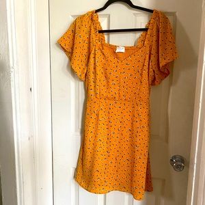 Yellow Summery Floral Mini Dress